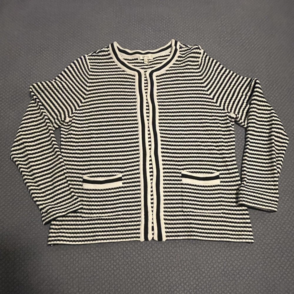 Tyler Boe Cardigan Sweater Womens Black And White Knit Large